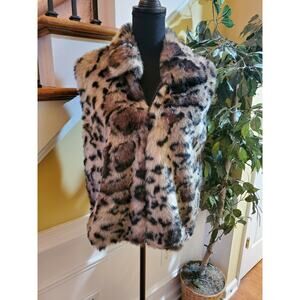 Designers Originals L Faux Fur Animal Print Vest